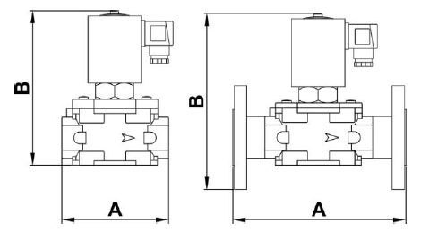Габаритные размеры - MN28 Автоматические нормально закрытые клапаны для дизельного топлива и мазута