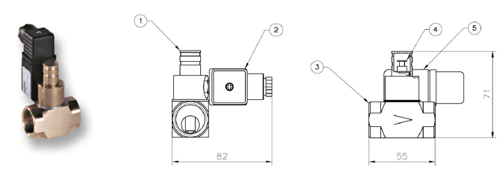 Клапан MP16/RM N.A. DN15 – DN20 (латунный корпус)